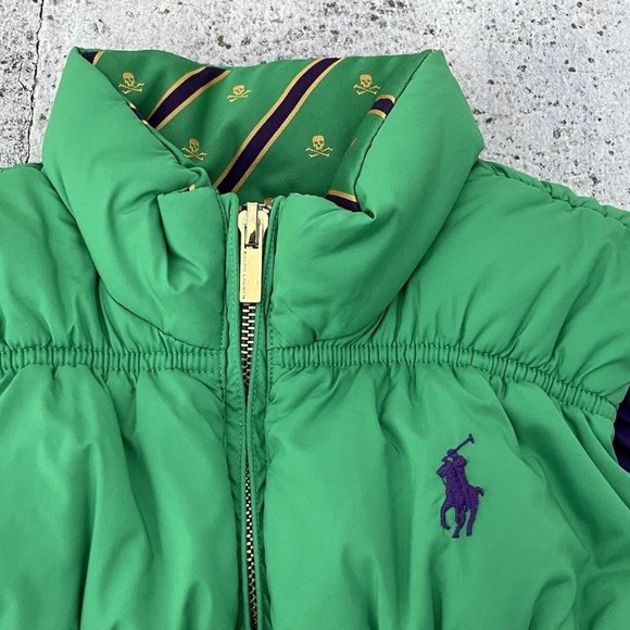 Ralph Lauren Girl Kid Vest Reversible Green/ Purple Sleeveless Jacket Sz L 12-14 - Picture 3 of 11